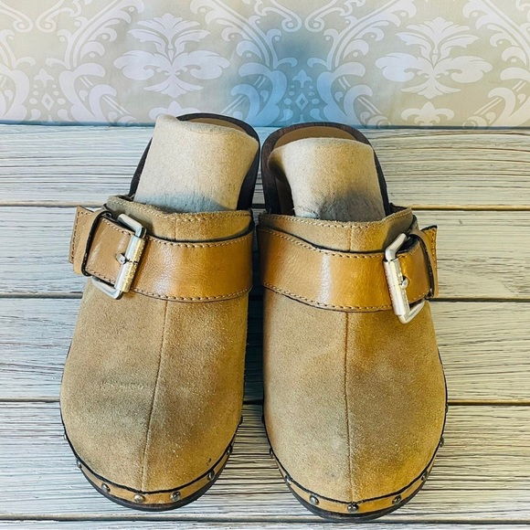 MICHAEL KORS Suede Clogs Wooden Size 8 Taupe - Picture 4 of 9